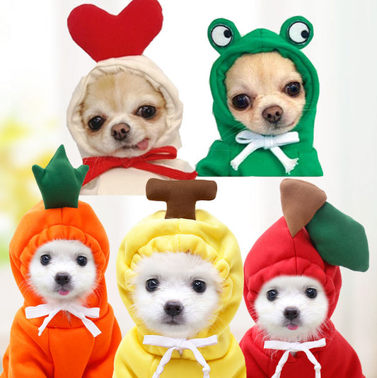 Small And Medium-sized Dog Fruit Sweater Dog Cat Autumn And Winter Sweater Fleece Clothing Supplies Pet Teddy French Fight Banana