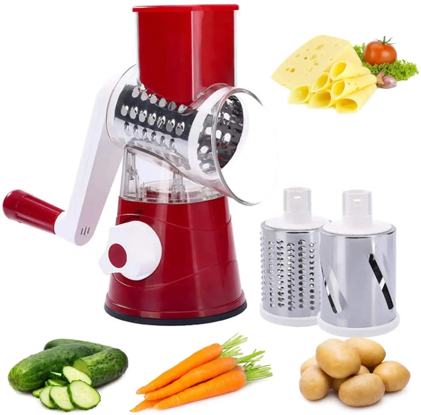 Stainless Steel Hand Crank Vegetable Cutter - Effortlessly Slice and Dice!