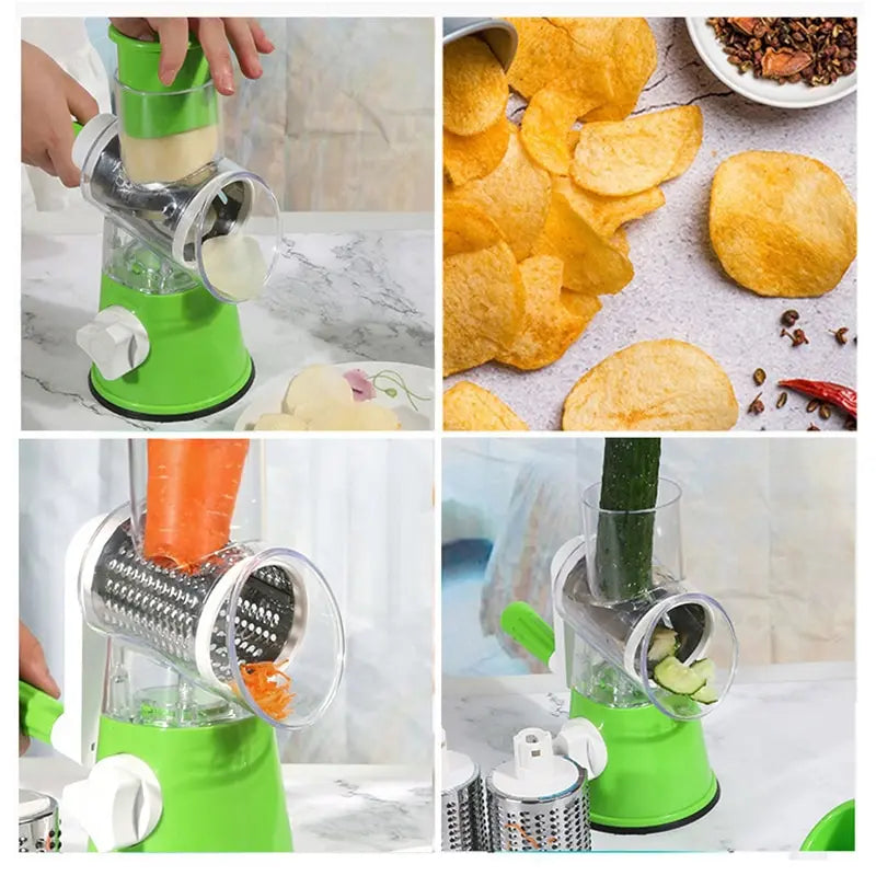 Stainless Steel Hand Crank Vegetable Cutter - Effortlessly Slice and Dice!